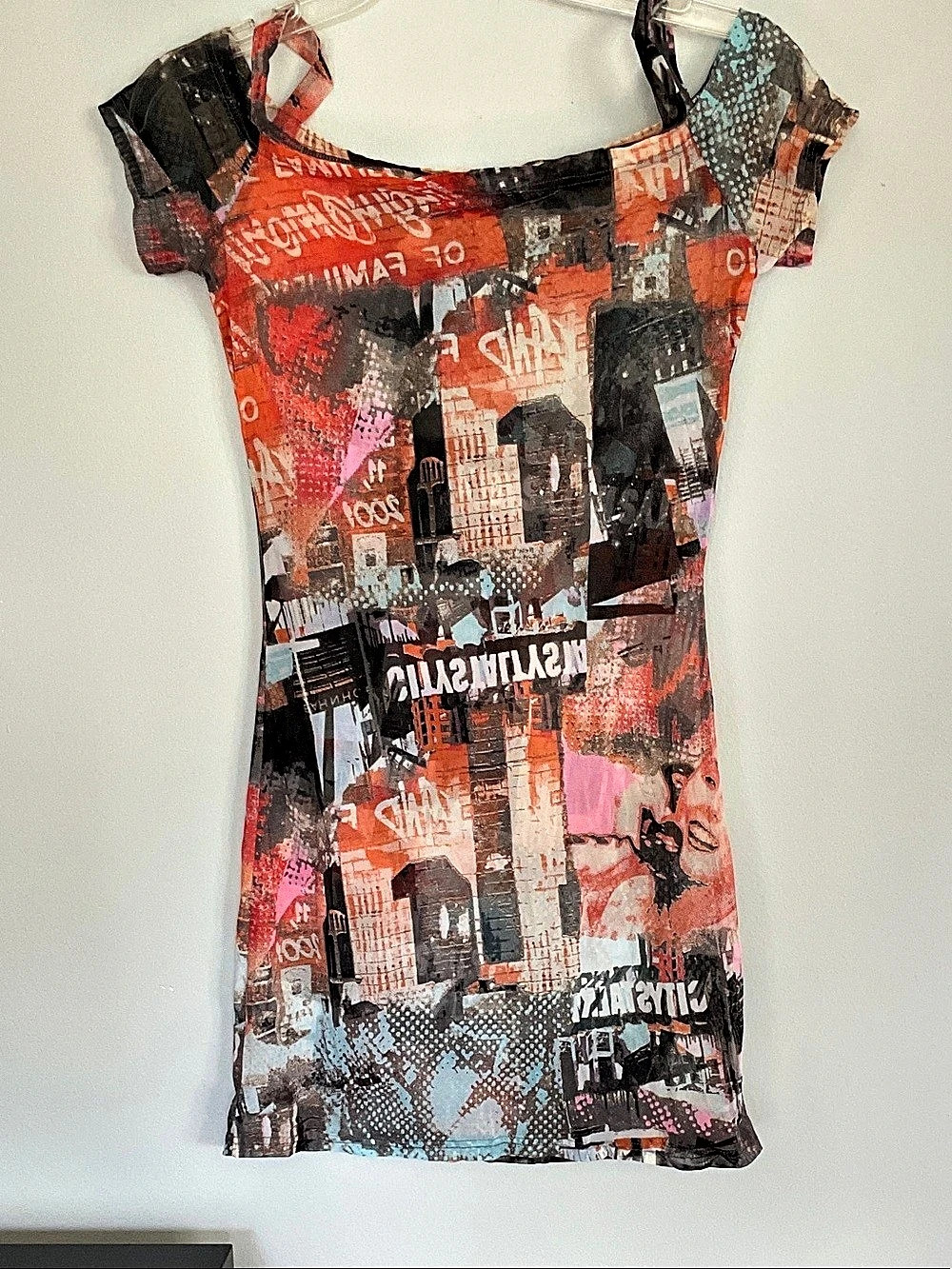 Gideon Oberson Abstract Mesh Coverup in Orange & Black Like New
